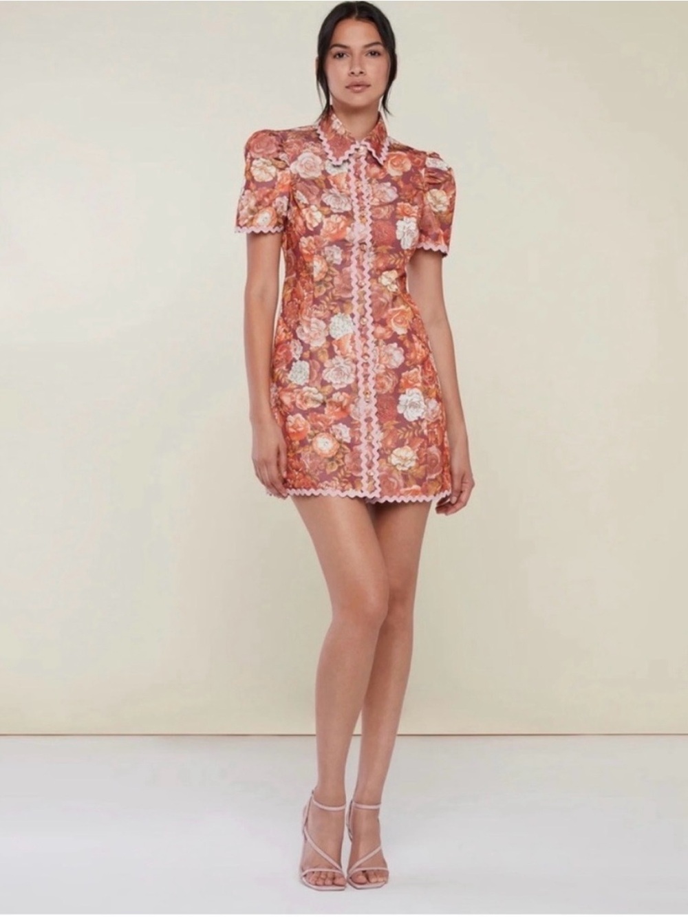 NWT Rachel Parcell Floral Scalloped Shirt Mini Dress Size 6